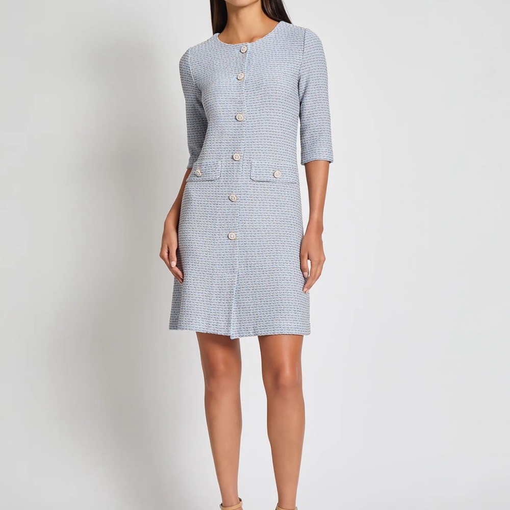 Tri-Color Tweed Knit Sheath Dress - Modern Fit